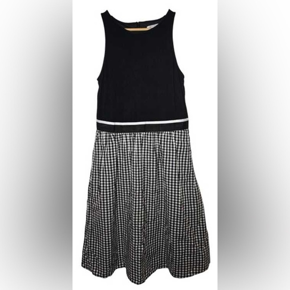 Chic Black and White Gingham Midi Dress - Picture 1 of 4